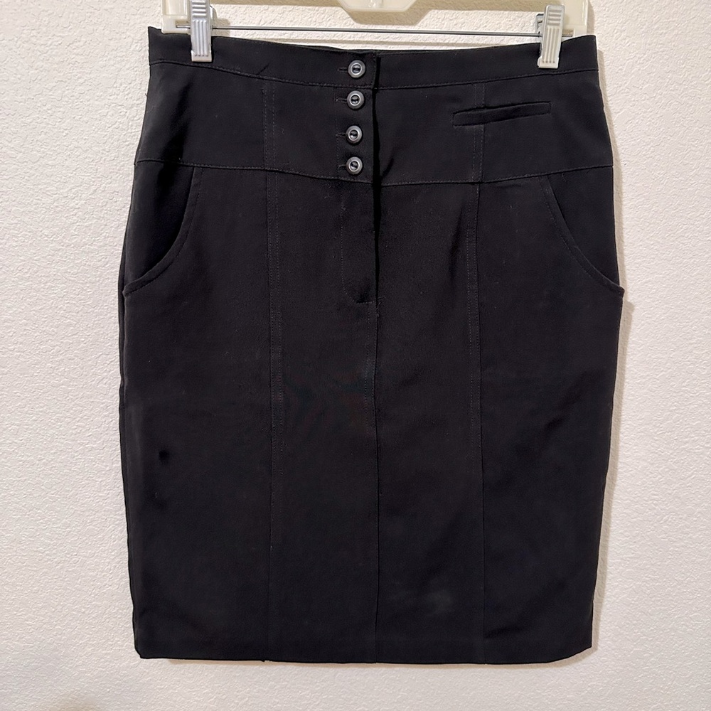 GUC AGB Black Buttoned Paneled Pencil Skirt